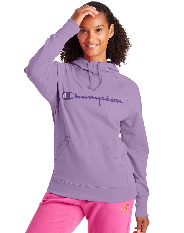 Sudadera Con Capucha Champion Mujer - Powerblend Fleece Script Logo ( Moradas ) 5340786-LZ